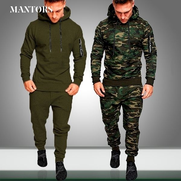 

mens new sets camouflage autumn running casual jogger tracksuit men sweatshirt sports set gym zipper slim fit male sport suit 201114, Gray