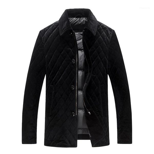 

men's long duck down jacket slim velvet down coat for men male 86711, Black