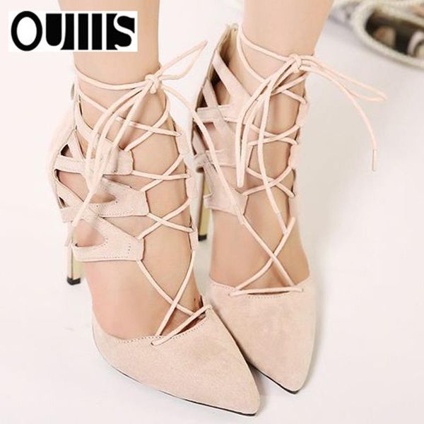 

dress shoes summer women sandals thin heels buckle strap cross pointed toe back zipper suede open-toed woman, Black