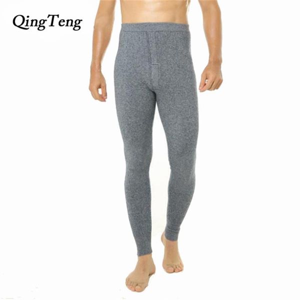 

qingteng winter tights merino wool men's long johns thermal underwear pants trousers thermal underwear mens leggings fashion, Black;brown