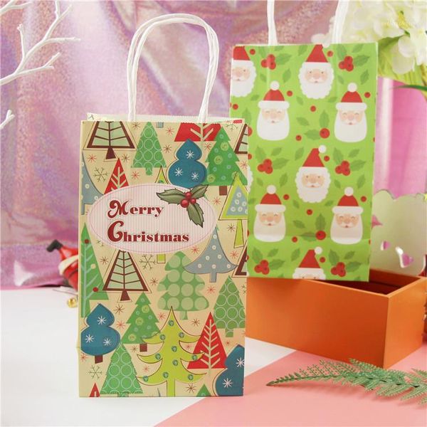 

christmas decorations 10pcs tree gift paper bag bags santa claus favor open packing treat bags&holders1