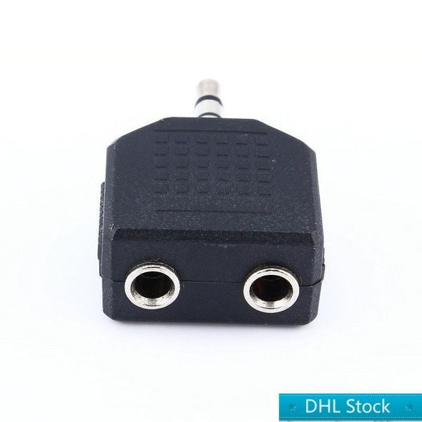 

dhl stock 3.5mm audio jack plug 1 to 2 earphone headphones jack splitter audio splitter for mp3 mp4 mobile phone tablet pc universal
