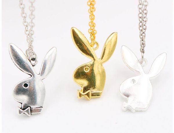 

cute three color necklace, pendant, rabbit gentleman charm, diy jewelry, friend's gift, tibetan silver