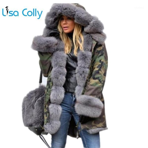 

women's fur & faux lisa colly plus size women winter jacket with hooded overcoat cotton coat warm parka thick furs1, Black