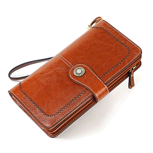 

maheu travel christmas present for birthday wife genuine claws long leather bag wallet great capacity, Red;black