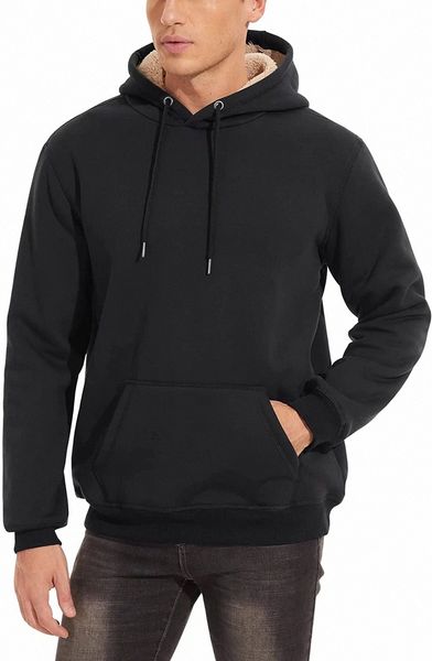 

men's hoodie sherpa fleece pullover hoodies sweatshirt c8rb#, Black