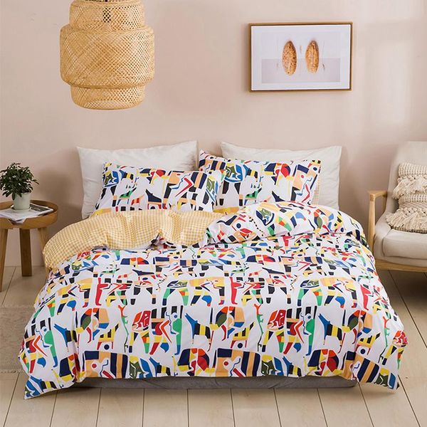 

3pcs/set modern quilt cover luxurious durable king fashion corner ties with pillow case floral bedding decor single  soft