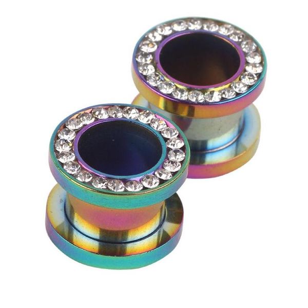 

rainbow crystal 6 sizes 3-10mm fashion screw tunnel ear plug clear gem flesh tunnel fit gauges p jllaqw yy_dhhome, Silver