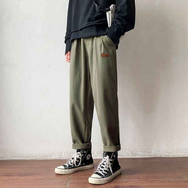 

2021 men's trousers new autumn thin cumbersome nine minutes small pants foot youth suit v5w6, Black