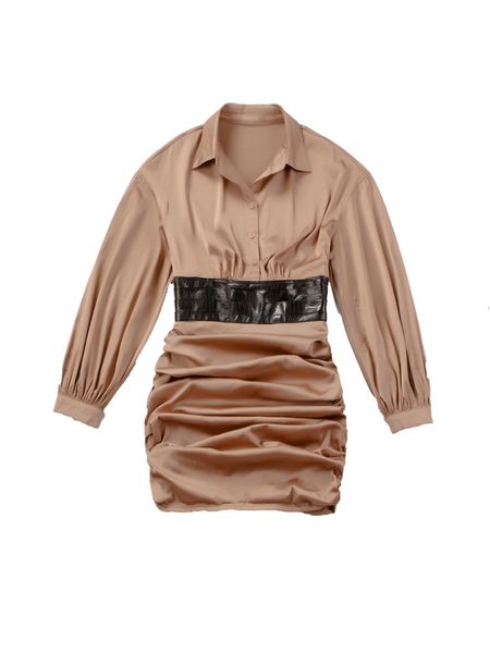 

2021 le palais vintage original fall elegant new winter champagne satin waistband pled gowns above the knee dka3, Black;gray