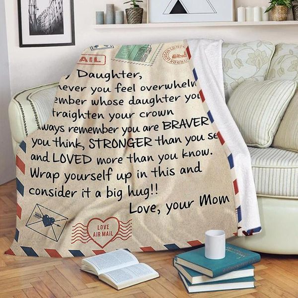 

120x150cm letter design blanket to my daughter/wife/son/girlfriend warm cozy letter throw blanket bed sofa couch birthday gifts1