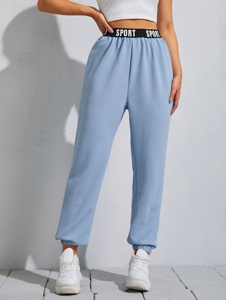 

letter tape waist joggers f92c#, Black;white