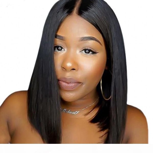 

full lace human hair wigs 130% malaysian human hair wigs natural hairline short bob straight lace front wig, Black;brown