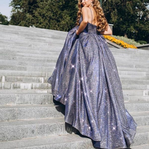 

party dresses uzn arrival glitter a-line grey prom v neck floor length evening 2021, White;black