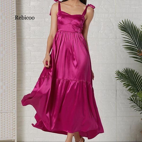 

summer boho silk maxi dress spaghetti strap women long satin dress1, Black;gray