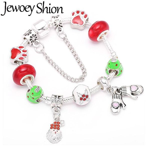 

charm bracelets jewoey shion diy crystal santa claus bracelet for women fit silver plated brand as charistmas jewelry gift, Golden;silver