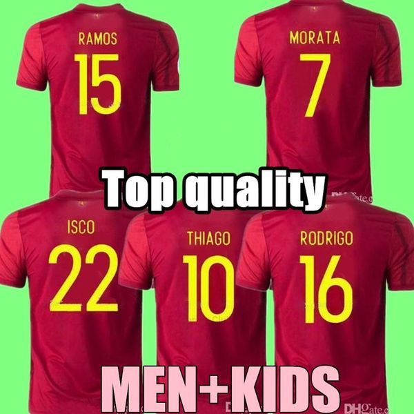 

2020 spain jersey home soccer jersey 2019 paco alcacer asensio morata isco iniesta thiago saul football man and kids kit sports shirt, Black;yellow