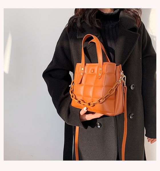 

hbp plaid square tote bag 2021 fashion new pu leather lady designer handbag large capacity one-shoulder messenger bag