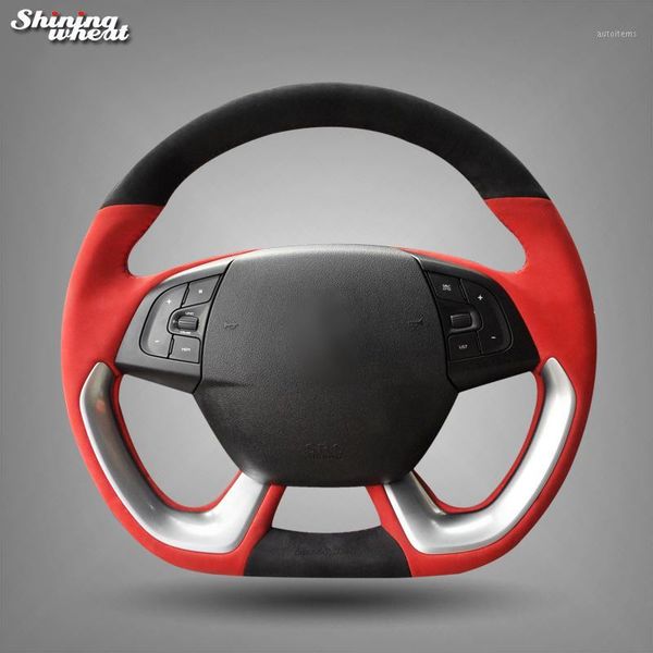 

shining wheat red black suede car steering wheel cover for ds5 ds 5 ds4s ds 4s1