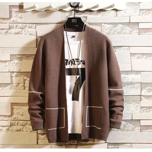 

2019 fashion men's sweater cardigan masculino autumn warm button knitted sweater blouse solid men jacket pull homme1, White;black