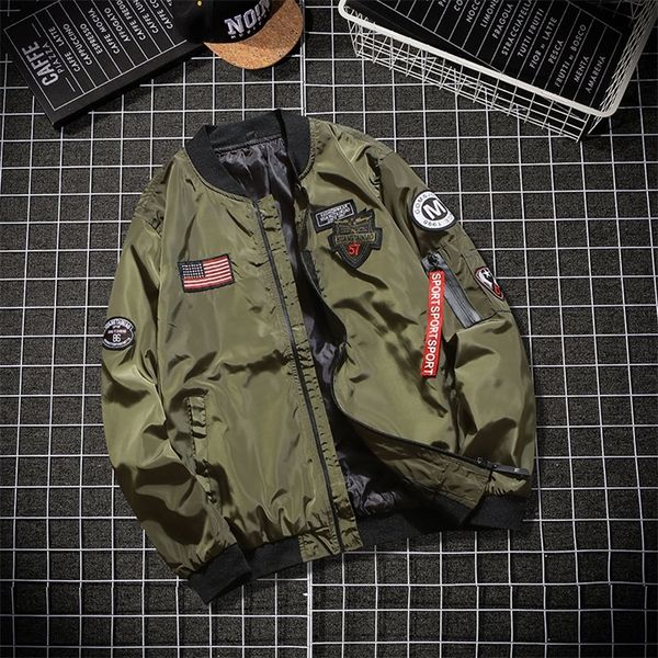 Thoshine marca primavera outono homens piloto jaquetas de bombardeiro fino magro apto militar masculino outerwear jaqueta remendo Epaulet casacos 201218
