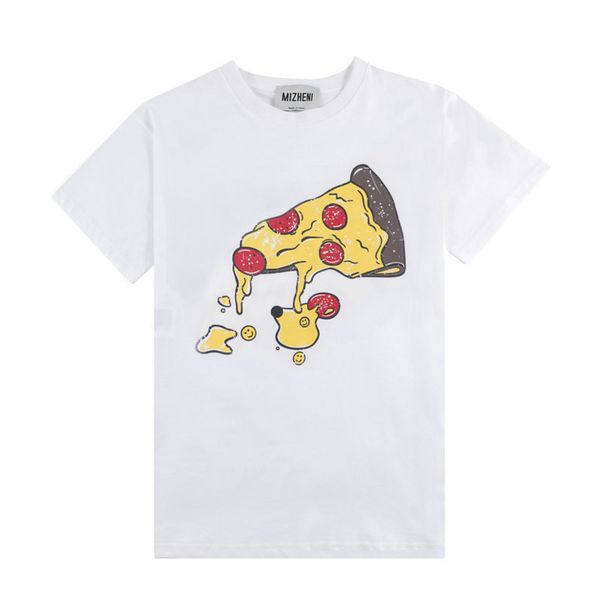 

new harajuku t-shirt korean version 2020 summer style simple casual loose printed pizza trend short sleeve women, Black;gray