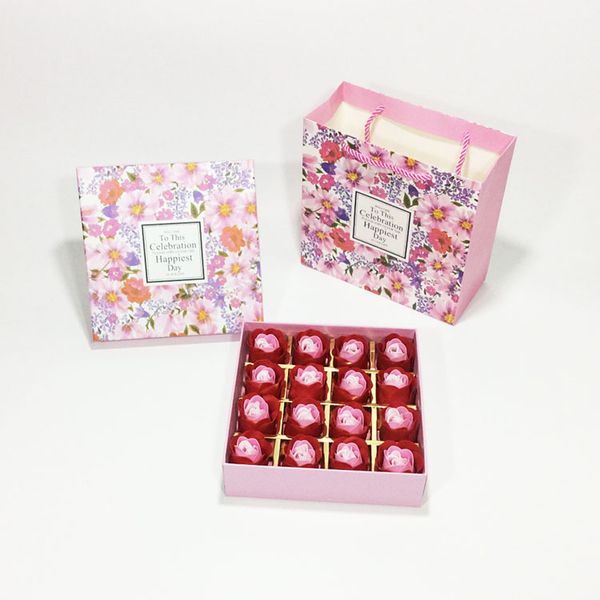 

new 8-16pcs scented rose flower petal bath body soap wedding party gift flor de jabon home decoration holding flowers with gift box