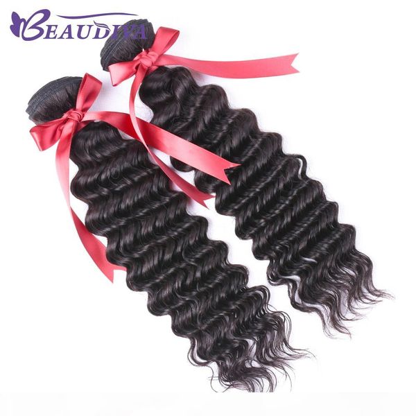 

beauvida 2 pcs hair weave bundles no shedding&tangle brazilian unprocessed virgin hair human hair bundles deep wave soft weft, Black