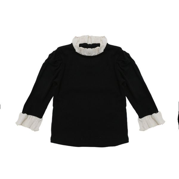 

wlg girls t shirts kids clothes spring autumn lace solid long sleeve t shirt baby girl casual all match for 1-6 years y0121, Blue