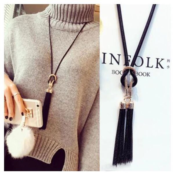 

2020 new arrival female pendant necklace tassel long winter sweater chain necklace women necklaces wholesale, Silver