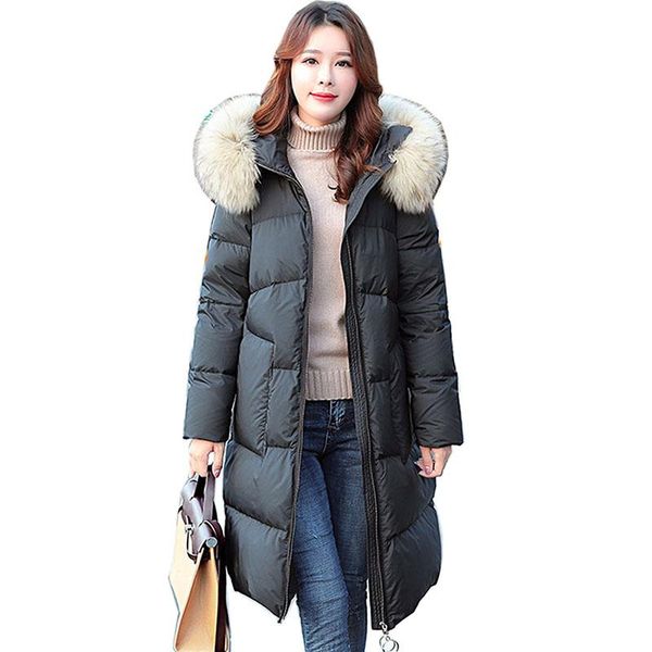 

women's down & parkas white duck coat women tide winter jacket coats long thick casual ladies jackets hooded warm, Black