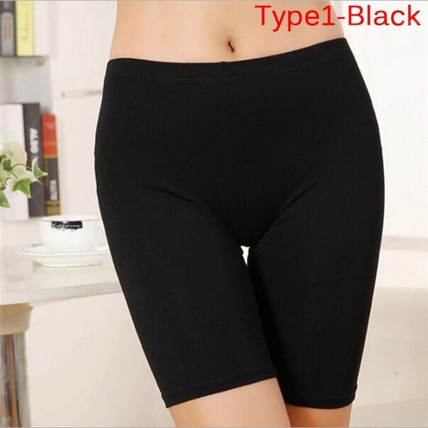 

women elastic waist safety short pants ladies seamless underwear girls shorts anti-light underwears black/white/nude1, Black;pink