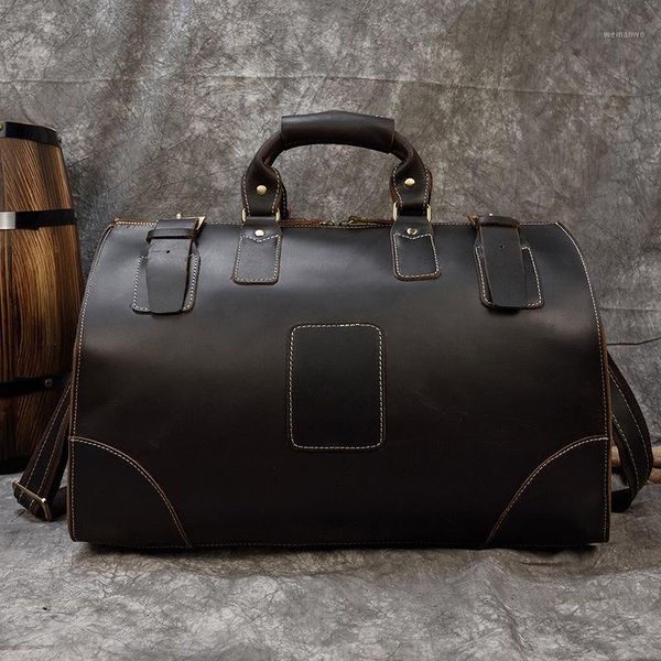 

rockcow vintage crazy horse leather men travel bags big luggage & bags duffle large tote1