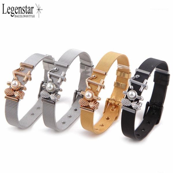 Очарование браслетов Legenstar Slide Prote Mesh Bracelet с жемчужным ананасом якорь из нержавеющей стали набор Diy Jewelry Gist для женщин Men11