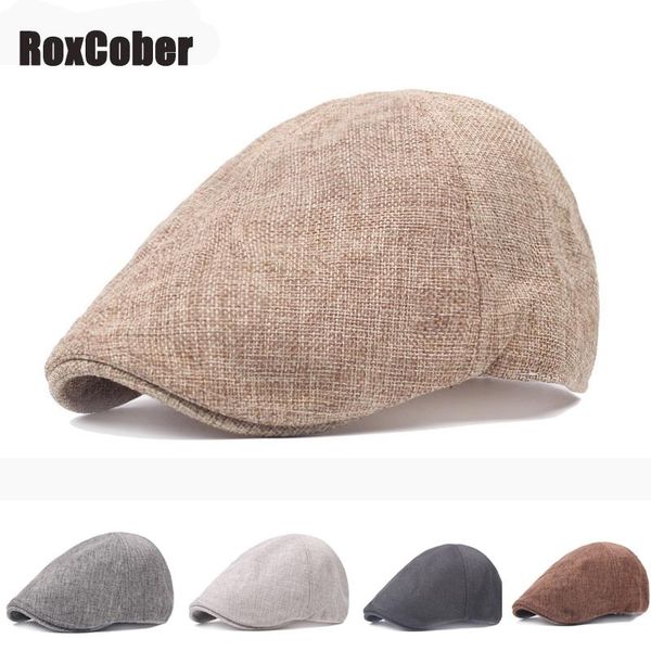 

sboy hats roxcober spring summer caps classic western sun men woman cotton blend ivy flat brim adjustable berets, Blue;gray