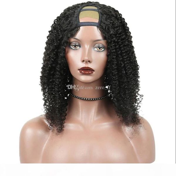 

kinky curly u part wig virgin hair 100% unprocessed peruvian human hair upart wigs kinky curly u-part wig for black woman, Black;brown