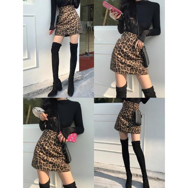 

werueruyu women's leopard printed skirt high waist pencil bodycon hip mini fits all seasons casual sna qylazp, Black