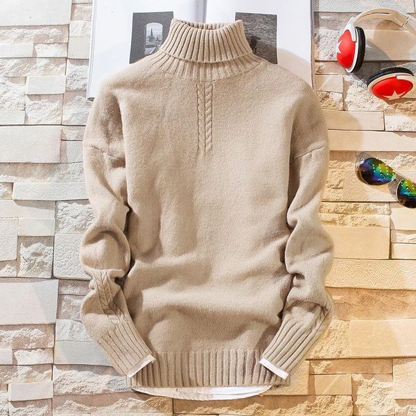 

2020 new winter thick warm cashmere sweater men long sleeve turtleneck men's pullover sweaters soft warm pull homme, White;black