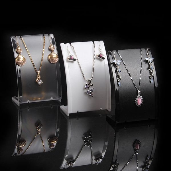 

10pcs popular jewelry display stand black white clear mini size plastic neck bust pendant necklace stand earring holder set stand rack