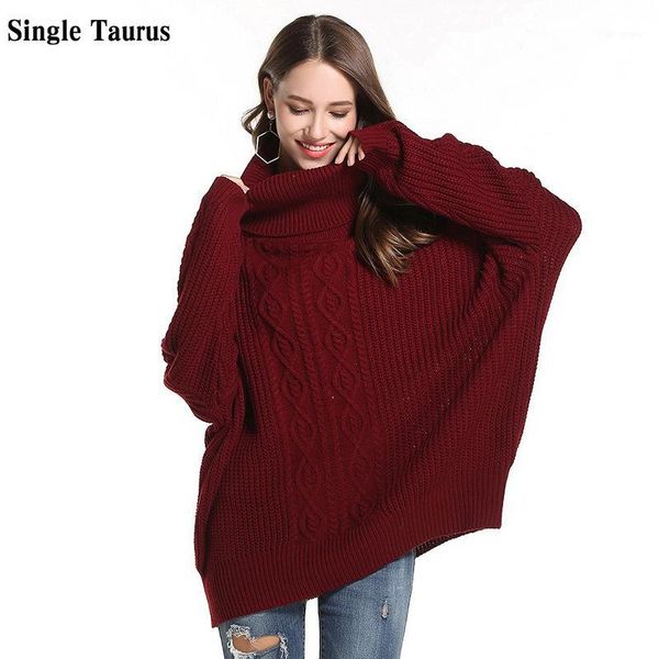 

woman's sweaters fashion long sleeve turtleneck women casual loose fall winter knitted oversize female pullover femme sweter1, White;black