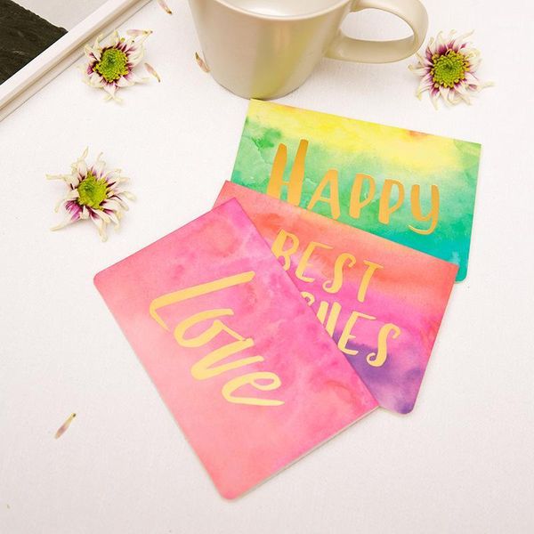 

5pcs pink creative stamping birthday card wwatercolor greeting card can be customized universal valentine's day teacher1