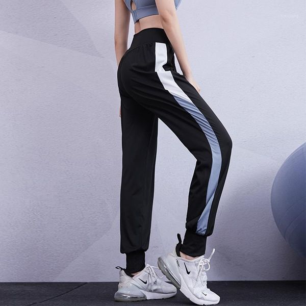 

women loose yoga pants high waisted thin running jogging trousers lady fitness workout sweatpants spliced colors1, White;red