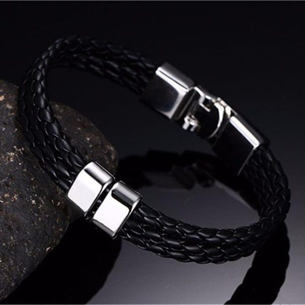 

livvy 2017 продажи гламурного стиля мужской браслет с слоем черного кожаного браслета с ювелирными изделиями as142 wmtsgc