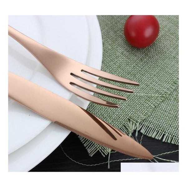 

4 piece/set rose gold stainless steel dinnerware sets tableware knife fork teaspoon cutlery qylmrf item_home