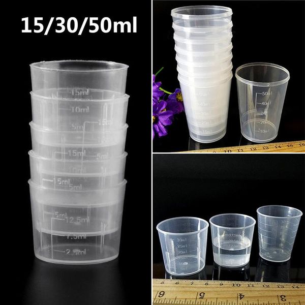 

20pcs 15 30 50ml transparent plastics measure cups dual scales cup container for measuring small amounts of liquids wmtlrz