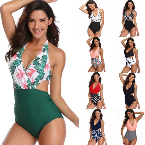 Biquíni Sexy 3XL Extra Grande Estampado Multicolor Fato de Banho Conservador de Duas Peças Fato de Banho Feminino Biquini Feminino Menina Verão Praia Natação ZL0506