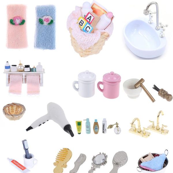 

diy miniature dollhouse bathroom furniture accessories sets bath toothbrush toothpaste cup comb hair dryer mirror b wmtgoe