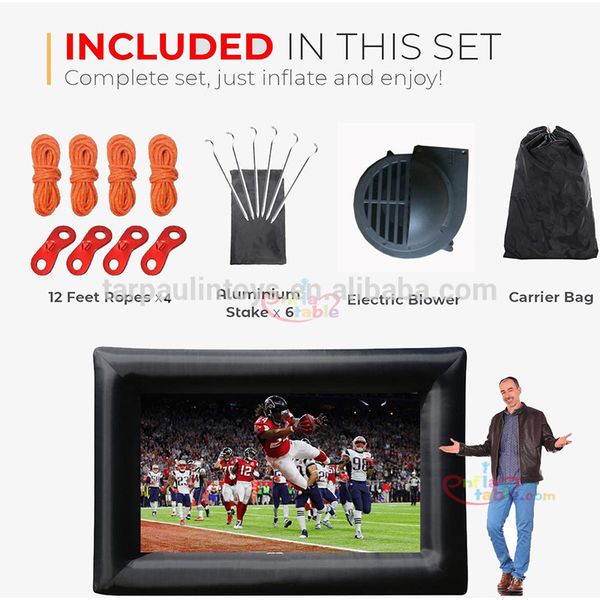 

20ft outdoor inflatable blow up movie projector screen front and rear projection with full set accessary