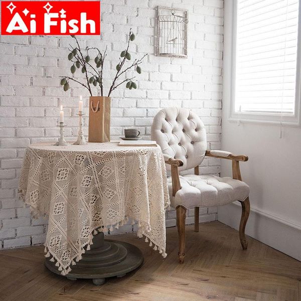 

table cloth modern black openwork lace with tassel beige knit hollow out kitchen tablecloth handmade crochet cover shooting props my476-4