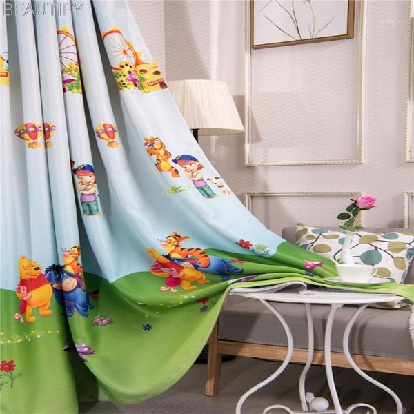 

curtain & drapes 2021 blue american style cartoon character bear curtains for bedroom children custom green fabric blind cortina1